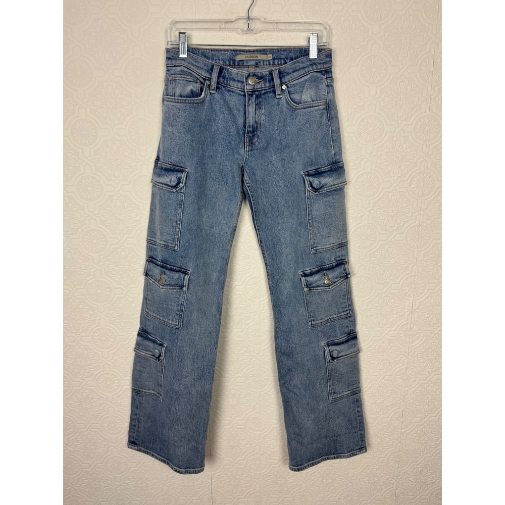 Hudson Jeans Womens Cargo Straight Leg Denim Blue Utility Pants Size 25
